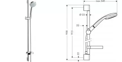 Душевой гарнитур «Hansgrohe» Croma 27771000 хром