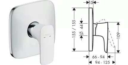 15665000 PURA VIDA | Внешняя часть встр.смесителя для душа хром HANSGROHE · PuraVida, Hansgrohe, 15665000