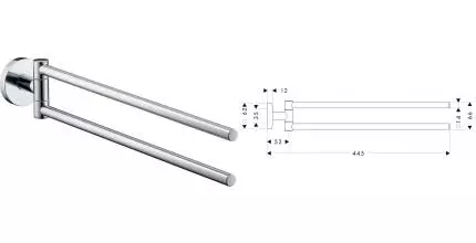 Полотенцедержатель двойной поворотный «Hansgrohe» Logis 40512000 на стену хром