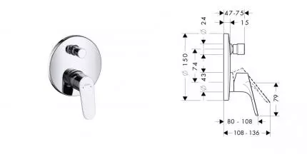 31945000 FOCUS-E2 | Внеш.часть встр.смесителя для ванны хром HANSGROHE · Focus, Hansgrohe, 31945000 31945000 FOCUS-E2 | Внеш.часть встр.смесителя для ванны хром HANSGROHE · Focus, Hansgrohe, 31945000