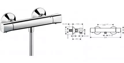 Смеситель для душа «Hansgrohe» Ecostat 13122000 с термостатом хром