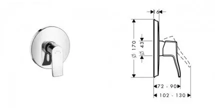 31676000 METRIS CLASSIC | Внешняя часть встр.смесителя для душа хром HANSGROHE · Metris Classic, Hansgrohe, 31676000