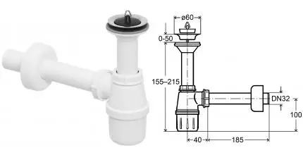 Сифон для раковины «Viega» V2 1 1/4"x1 1/4"  белый