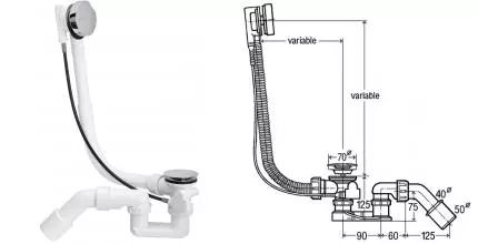 Сифон для ванны слив-перелив «Viega» Simplex 285357 хром