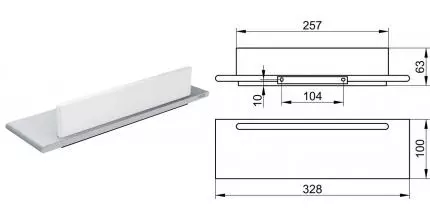 Полка в ванну «Keuco» Edition 400 11559170000 на стену хром/белая Полка в ванну «Keuco» Edition 400 11559170000 на стену хром/белая