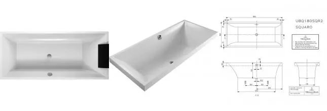 Ванна квариловая «Villeroy & Boch» Squaro 180/80 с ножками без сифона альпийский белый Ванна квариловая «Villeroy & Boch» Squaro 180/80 с ножками без сифона альпийский белый
