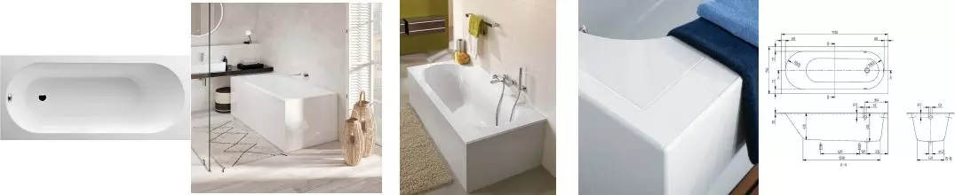 Ванна из литьевого мрамора «Villeroy & Boch» Oberon 170/75 с ножками без сифона белая Ванна из литьевого мрамора «Villeroy & Boch» Oberon 170/75 с ножками без сифона белая