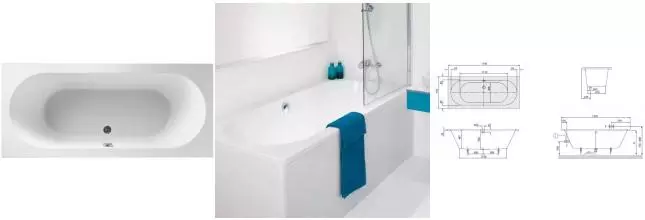 Ванна акриловая «Villeroy & Boch» O.Novo Duo 180/80 без опор без сифона белая