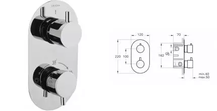 Смеситель для душа «Vitra» AquaHeat A47025EXP с термостатом хром