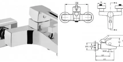Смеситель для ванны «Vitra» Diona A40799EXP хром
