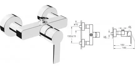 Смеситель для душа «Vitra» Flo S A41938EXP хром