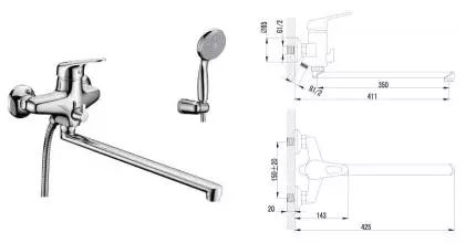 Смеситель для ванны «Lemark» Luna LM4151C хром