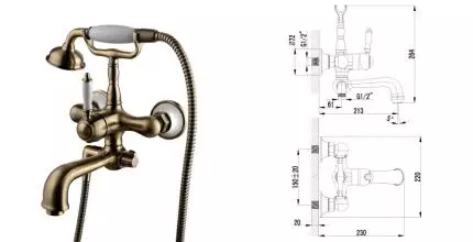 Смеситель для ванны «Lemark» Villa LM4812B бронза