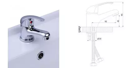 Смеситель для раковины «Rossinka» A35-11 хром