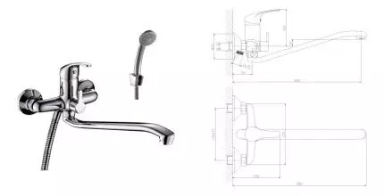 Смеситель для ванны «Rossinka» A35-34 хром