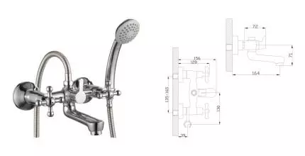 Смеситель для ванны «Rossinka» G02-83 хром