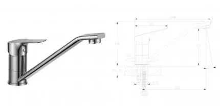 Смеситель для кухонной мойки «Rossinka» RS29-21 хром Смеситель для кухонной мойки «Rossinka» RS29-21 хром