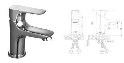 Смеситель для раковины «Rossinka» RS31-11 хром