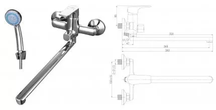 Смеситель для ванны «Rossinka» RS31-32 хром