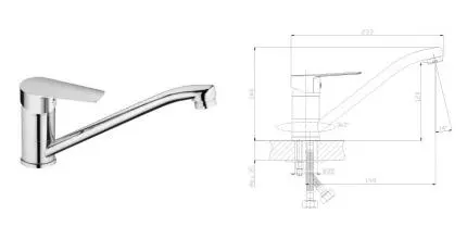 Смеситель для кухонной мойки «Rossinka» S35-21 хром Смеситель для кухонной мойки «Rossinka» S35-21 хром