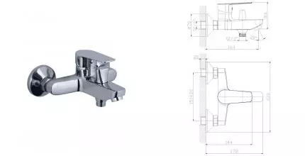 Смеситель для ванны «Rossinka» S35-31 хром