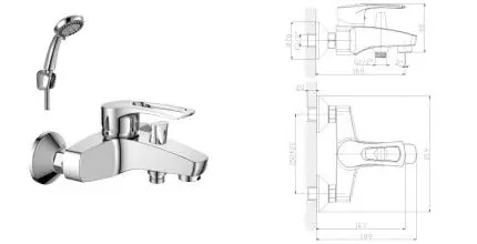 Смеситель для ванны «Rossinka» T40-31 хром