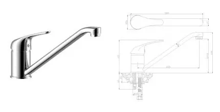 Смеситель для кухонной мойки «Rossinka» Y40-21 хром