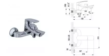 Смеситель для ванны «Lemark» Plus Shape LM1712C хром