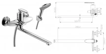 Смеситель для ванны «Rossinka» RS30-32 хром