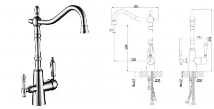 Смеситель для кухни с подключением к фильтру «Rossinka» Z35-33 хром Смеситель для кухни с подключением к фильтру «Rossinka» Z35-33 хром
