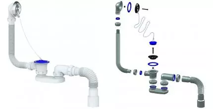 Сифон для ванны слив-перелив «Unicorn» S12 нержавеющая сталь с пробкой