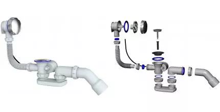 Сифон для ванны слив-перелив «Unicorn» S101 хром полуавтомат