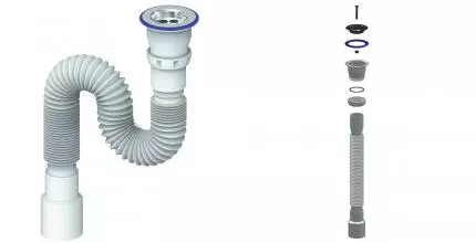 Сифон для раковины «Unicorn» D220 нержавеющая сталь