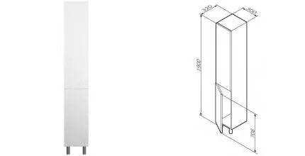 Пенал «Am.Pm» Gem 30 белый глянец левый