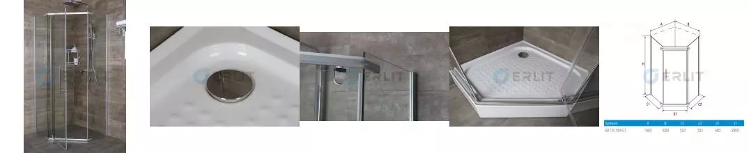 ERLIT Душевое ограждение пятиугол Erlit ER 10110V-C1 · Comfort, Erlit, ER10110V-C1 ERLIT Душевое ограждение пятиугол Erlit ER 10110V-C1 · Comfort, Erlit, ER10110V-C1