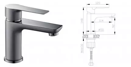 Смеситель для раковины «Rossinka» RS35-11PC серый