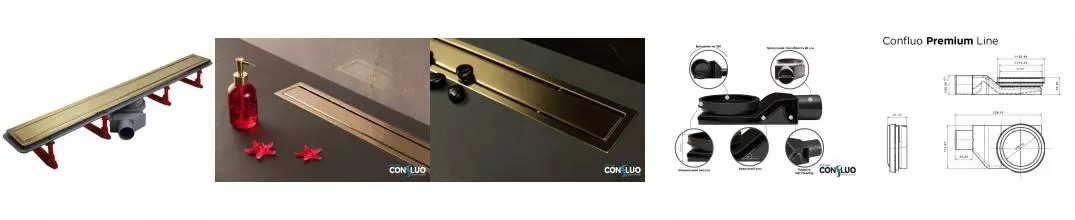 Душевой лоток «Pestan» Confluo Premium Line 750 13100054 боковой выпуск Gold/под плитку Душевой лоток «Pestan» Confluo Premium Line 750 13100054 боковой выпуск Gold/под плитку