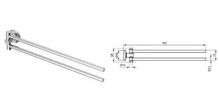 Полотенцедержатель двойной поворотный «Ideal Standard» Iom A9131AA на стену хром