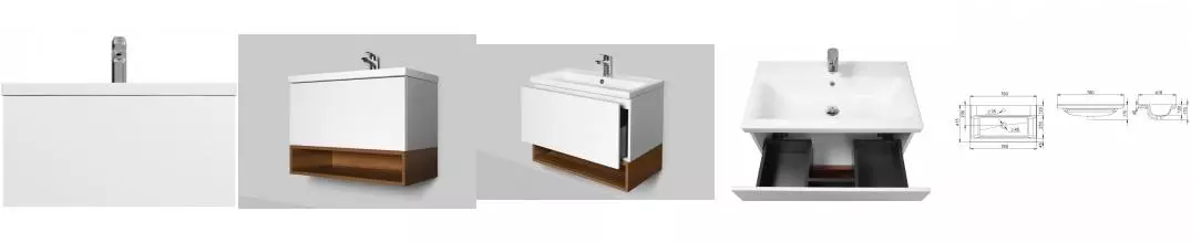 Тумба с раковиной «Am.Pm» Gem 75 с 1 ящиком (Gem 75) подвесная белая глянцевая