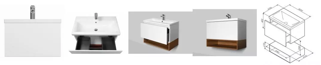 Тумба с раковиной «Am.Pm» Gem 60 с 1 ящиком M90FHX06021WG (Gem 60) подвесная белая глянцевая