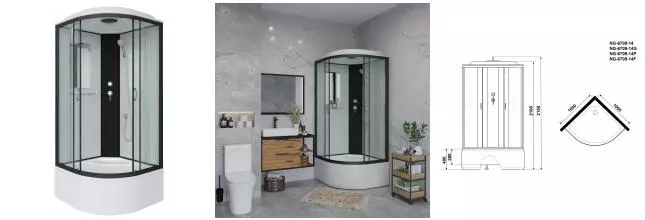 Душевая кабина «Niagara» NG-6709-14 (04) 100/100 высокий поддон прозрачная/белая