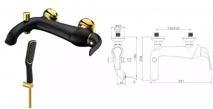 Смеситель для ванны «Lemark» Swan LM5402BG чёрный/золото Смеситель для ванны «Lemark» Swan LM5402BG чёрный/золото
