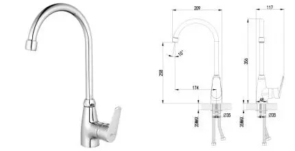 Смеситель для кухонной мойки «Lemark» Partner LM6555C хром