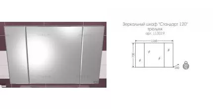 Зеркальный шкаф «СанТа» Стандарт 120 без света правый