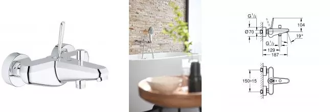 23431000 Eurodisk Joystick Смеситель для ванны, вн · Grohe, 23431000