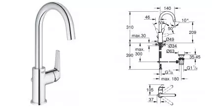 23753000 BauFlow Смес.д.рак,гл.кор,L-Size · Grohe, 23753000