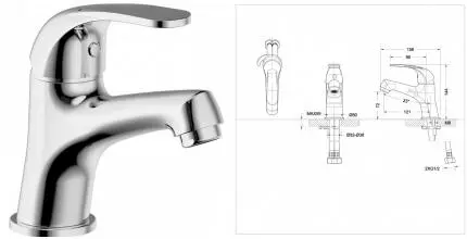 Смеситель для раковины «Bravat» Fit F1135188CP хром