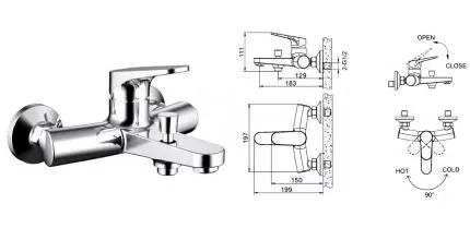 Смеситель для ванны «Bravat» Eler F6191238CP-01-RUS хром