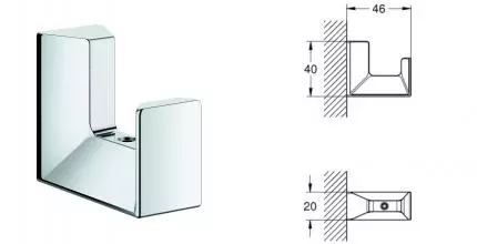 Крючок «Grohe» Selection Cube 40782000 на стену хром