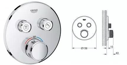 Смеситель для душа Grohe Grohtherm SmartControl  с термостатом, Хром (29119000)